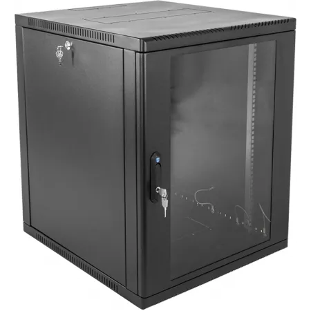 Шкаф коммутационный ЦМО (ШРН-12.650-9005) настенный 12U 600x658мм пер.дв.стекл 200кг черный 600мм 25.11кг 180град. 612мм металл