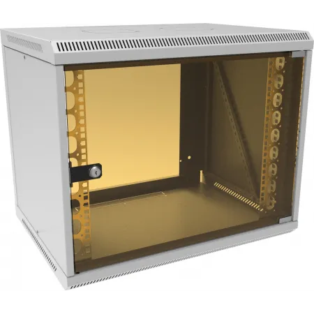 Шкаф коммутационный Suprlan (05-1093) настенный 12U 600x450мм пер.дв.стекл направл.под закл.гайки 70кг RAL 7035 385мм 19кг 500мм