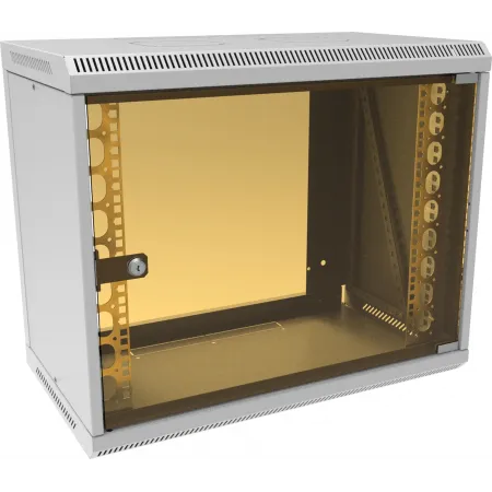 Шкаф коммутационный Suprlan (05-1090) настенный 9U 600x350мм пер.дв.стекл направл.под закл.гайки RAL 7035 285мм 15кг 500мм