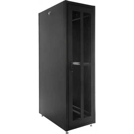 Шкаф серверный ЦМО (ШТК-Э-42.6.10-44АА-9005) напольный 42U 600x1000мм пер.дв.перфор. 2 бок.пан. задн.дв.перфор. направл.под закл.гайки 710кг черный 915мм 105кг 120град. 1987мм IP20 металл