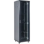 Шкаф коммутационный Rexant (04-1866-212) напольный 18U 600x600мм пер.дв.стекл 2 бок.пан. металл направл.под винты 800кг черный 46кг 230град. 987мм IP20 сталь