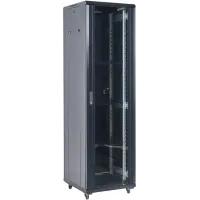 Шкаф коммутационный Rexant (04-1866-212) напольный 18U 600x600мм пер.дв.стекл 2 бок.пан. металл направл.под винты 800кг черный 46кг 230град. 987мм IP20 сталь