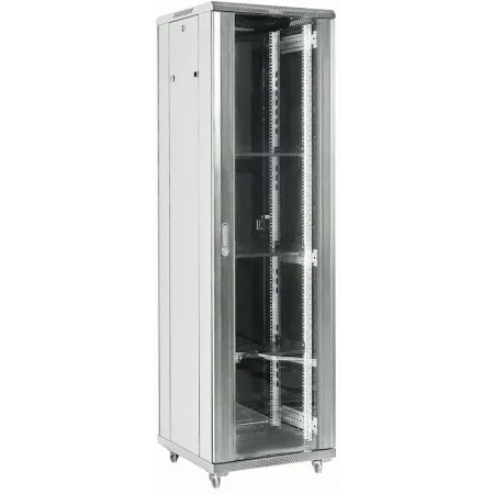 Шкаф коммутационный Rexant (04-4266-211) напольный 42U 600x600мм пер.дв.стекл металл 2 бок.пан. направл.под винты 800кг серый 80кг 230град. 2054мм IP20 сталь