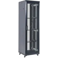Шкаф серверный Rexant (04-4266-232) напольный 42U 600x800мм пер.дв.перфор. металл 2 бок.пан. направл.под винты 800кг черный 92кг 230град. 2054мм IP20 сталь