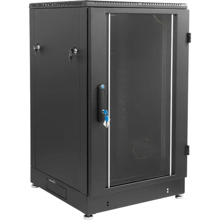 Шкаф коммутационный ЦМО (ШТК-М-24.6.8-1ААА-9005) напольный 24U 600x800мм пер.дв.стекл 2 бок.пан. задн.дв.стал.лист направл.под закл.гайки 600кг черный 655мм 70.2кг 180град. 1245мм IP20 металл