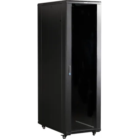 Шкаф серверный Lanmaster (TWT-CBB-47U-6X10-G1) напольный 47U 600x1000мм пер.дв.стекл металл 2 бок.пан. 800кг черный