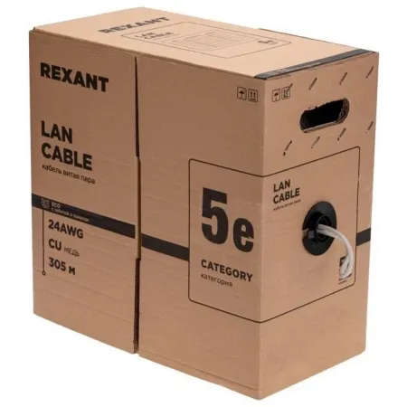 Кабель информационный Rexant 01-0143-R кат.5E F/UTP 4 пары 24AWG PVC внутренний 305м серый
