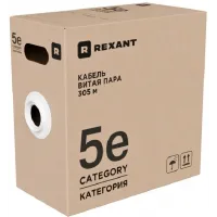 Кабель информационный Rexant 02-0004-R кат.5E U/UTP 4 пары 24AWG нг(А)-HF внутренний 305м серый