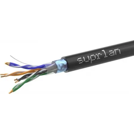 Кабель сетевой информационный Suprlan Median 01-1034-1 кат.5E F/UTP 4 пары 24AWG PVC внешний 305м черный