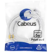 Патч-корд Cabeus PC-UTP-RJ45-CAT.5E-3M-WH-LSZH U/UTP RJ-45 вил.-вилка RJ-45 кат.5E 3м белый LSZH