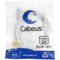 Патч-корд Cabeus PC-UTP-RJ45-CAT.5E-2M-WH U/UTP RJ-45 вил.-вилка RJ-45 кат.5E 2м белый ПВХ