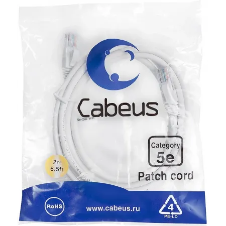 Патч-корд Cabeus PC-UTP-RJ45-CAT.5E-2M-WH U/UTP RJ-45 вил.-вилка RJ-45 кат.5E 2м белый ПВХ Патч-корд Cabeus PC-UTP-RJ45-CAT.5E-2M-WH U/UTP RJ-45 вил.-вилка RJ-45 кат.5E 2м белый ПВХ