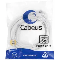 Патч-корд Cabeus PC-UTP-RJ45-CAT.5E-3M-WH U/UTP RJ-45 вил.-вилка RJ-45 кат.5E 3м белый ПВХ Патч-корд Cabeus PC-UTP-RJ45-CAT.5E-3M-WH U/UTP RJ-45 вил.-вилка RJ-45 кат.5E 3м белый ПВХ
