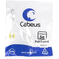 Патч-корд Cabeus PC-UTP-RJ45-Cat.5e-0.15m-WH-LSZH U/UTP RJ-45 вил.-вилка RJ-45 кат.5E 0.15м белый LSZH