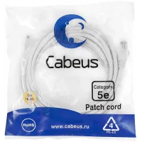 Патч-корд Cabeus PC-UTP-RJ45-Cat.5e-5m-WH U/UTP RJ-45 вил.-вилка RJ-45 кат.5E 5м белый ПВХ