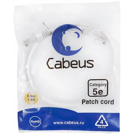 Патч-корд Cabeus PC-UTP-RJ45-CAT.5E-0.5M-WH U/UTP RJ-45 вил.-вилка RJ-45 кат.5E 0.5м белый ПВХ Патч-корд Cabeus PC-UTP-RJ45-CAT.5E-0.5M-WH U/UTP RJ-45 вил.-вилка RJ-45 кат.5E 0.5м белый ПВХ