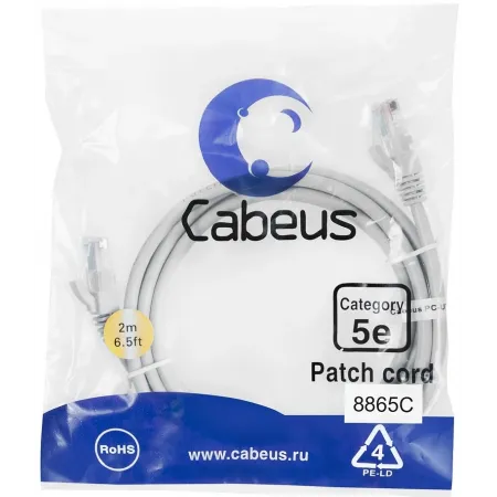 Патч-корд Cabeus PC-UTP-RJ45-CAT.5E-2M-LSZH U/UTP RJ-45 вил.-вилка RJ-45 кат.5E 2м серый LSZH Патч-корд Cabeus PC-UTP-RJ45-CAT.5E-2M-LSZH U/UTP RJ-45 вил.-вилка RJ-45 кат.5E 2м серый LSZH