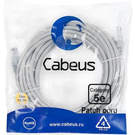 Патч-корд Cabeus PC-UTP-RJ45-CAT.5E-10M-LSZH U/UTP RJ-45 вил.-вилка RJ-45 кат.5E 10м серый LSZH Патч-корд Cabeus PC-UTP-RJ45-CAT.5E-10M-LSZH U/UTP RJ-45 вил.-вилка RJ-45 кат.5E 10м серый LSZH