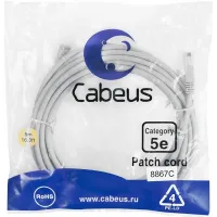 Патч-корд Cabeus PC-UTP-RJ45-CAT.5E-5M-LSZH U/UTP RJ-45 вил.-вилка RJ-45 кат.5E 5м серый LSZH