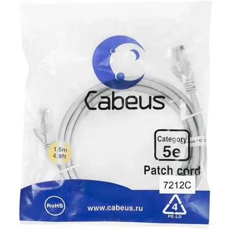 Патч-корд Cabeus PC-UTP-RJ45-CAT.5E-1.5M U/UTP RJ-45 вил.-вилка RJ-45 кат.5E 1.5м серый ПВХ Патч-корд Cabeus PC-UTP-RJ45-CAT.5E-1.5M U/UTP RJ-45 вил.-вилка RJ-45 кат.5E 1.5м серый ПВХ