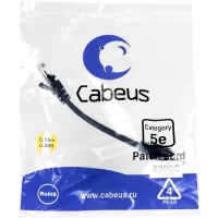 Патч-корд Cabeus PC-UTP-RJ45-CAT.5E-0.15M-BK U/UTP RJ-45 вил.-вилка RJ-45 кат.5E 0.15м черный ПВХ