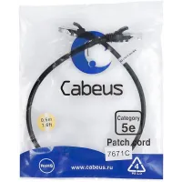 Патч-корд Cabeus PC-UTP-RJ45-Cat.5e-0.5m-BK-LSZH U/UTP RJ-45 вил.-вилка RJ-45 кат.5E 0.5м черный LSZH