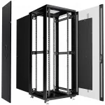 Шкаф серверный Cabeus (SH-05C-42U80/100-BK) напольный 42U 800x1000мм пер.дв.стекл металл 800кг черный 900мм 134.2кг 220град. 2055мм IP20 сталь