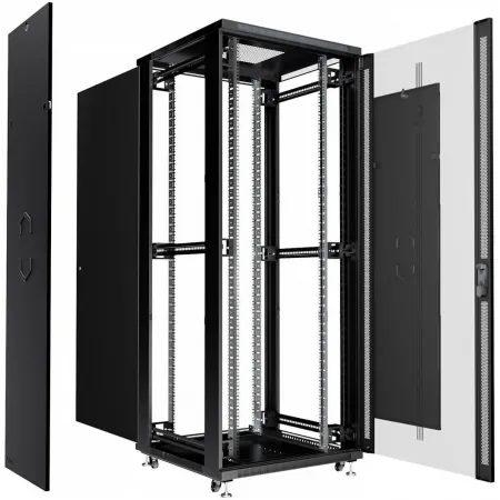 Шкаф серверный Cabeus (SH-05C-47U80/100-BK) напольный 47U 800x1000мм пер.дв.стекл металл 800кг черный 2277мм IP20 сталь Шкаф серверный Cabeus (SH-05C-47U80/100-BK) напольный 47U 800x1000мм пер.дв.стекл металл 800кг черный 2277мм IP20 сталь