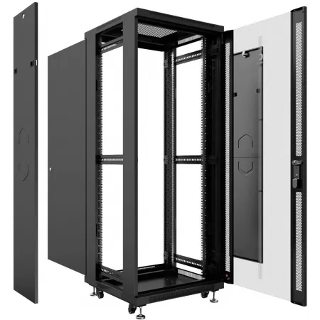 Шкаф серверный Cabeus (SH-05C-42U60/100-BK) напольный 42U 600x1000мм пер.дв.стекл металл 800кг черный 900мм IP20 сталь