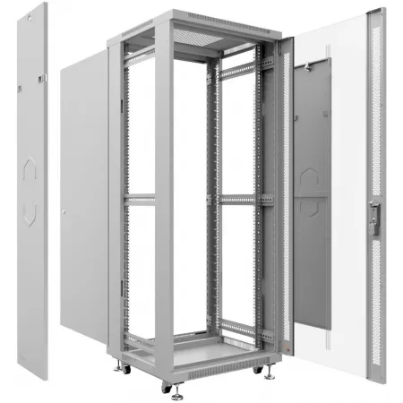 Шкаф коммутационный Cabeus (SH-05C-18U60/80) напольный 18U 600x800мм пер.дв.стекл металл 800кг серый 700мм 988мм IP20 сталь