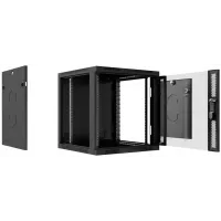 Шкаф коммутационный Cabeus (SH-05F-6U60/45-BK) настенный 6U 600x450мм пер.дв.стекл 60кг черный 390мм 220град. 368мм IP20 сталь