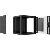 Шкаф коммутационный Cabeus (SH-05F-9U60/45-BK) настенный 9U 600x450мм пер.дв.стекл 60кг черный 390мм IP20 сталь