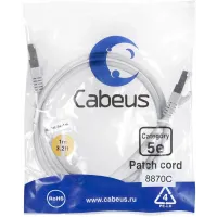Патч-корд Cabeus PC-FTP-RJ45-CAT.5E-1M-LSZH F/UTP RJ-45 вил.-вилка RJ-45 кат.5E 1м серый LSZH