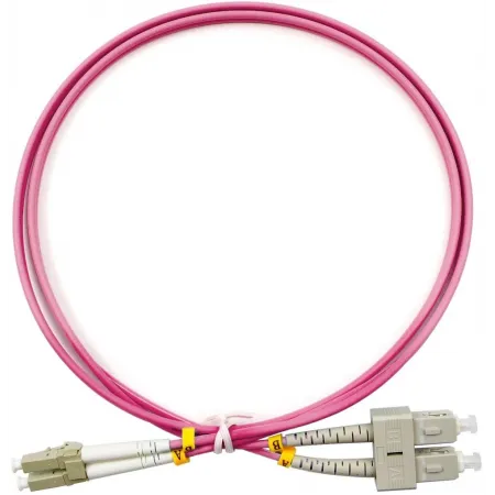 Патч-корд Cabeus FOP-50-OM4-LC-SC-1M 2x50/125 OM4 LC дуплекс-SC дуплекс 1м LSZH фиолетовый