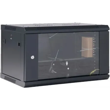 Шкаф коммутационный Rexant (04-0664-112) настенный 6U 450x600мм пер.дв.стекл черный
