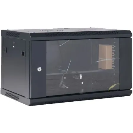 Шкаф коммутационный Rexant (04-0666-112) настенный 6U 600x600мм пер.дв.стекл черный