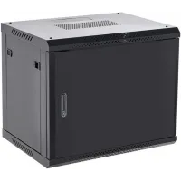 Шкаф коммутационный Rexant (04-0954-122) настенный 9U 400x542мм пер.дв.металл черный