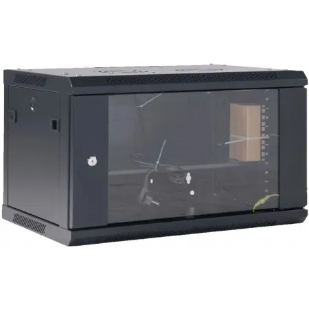 Шкаф коммутационный Rexant (04-0954-112) настенный 9U 400x542мм пер.дв.стекл черный
