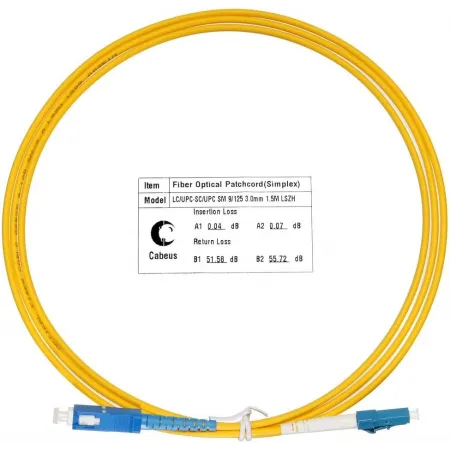 Патч-корд Cabeus FOP(S)-9-LC-SC-1,5M 1x9/125 OS2 LC-SC 1.5м LSZH желтый