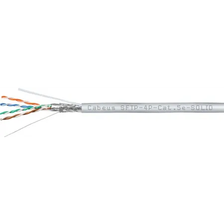 Кабель информационный Cabeus SFTP-4P-CAT.5E-SOLID-GY кат.5E SF/UTP 4 пары PVC внутренний 305м серый Кабель информационный Cabeus SFTP-4P-CAT.5E-SOLID-GY кат.5E SF/UTP 4 пары PVC внутренний 305м серый