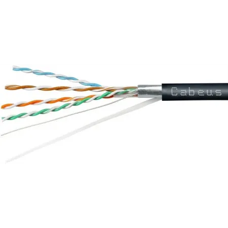 Кабель информационный Cabeus FTP-4P-Cat.5e-SOLID-OUT-PE-UV-100 кат.5E F/UTP 4 пары PE универсальный 100м черный Кабель информационный Cabeus FTP-4P-Cat.5e-SOLID-OUT-PE-UV-100 кат.5E F/UTP 4 пары PE универсальный 100м черный