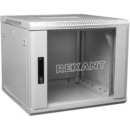 Шкаф коммутационный Rexant (04-0966-111) настенный 9U 600x600мм пер.дв.стекл 60кг серый 510мм 230град. 501мм сталь Шкаф коммутационный Rexant (04-0966-111) настенный 9U 600x600мм пер.дв.стекл 60кг серый 510мм 230град. 501мм сталь