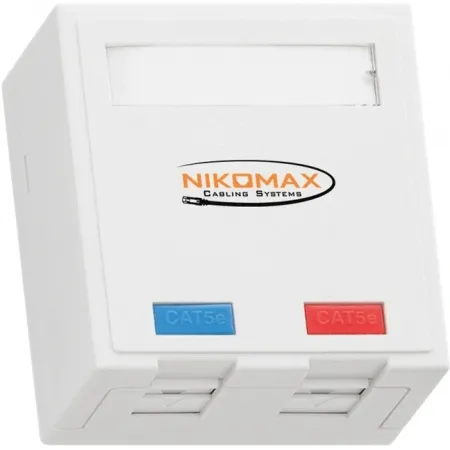 Розетка Nikomax NMC-WO2UD2-FT-ST-WT информ. Keystone RJ45 2 кат.5E UTP бел.
