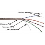 Кабель информационный Lanmaster TWT-5EUTP-XS кат.5E U/UTP 4 парыX25AWG PVC внутренний 305м серый