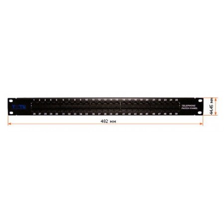 Патч-панель Lanmaster TWT-PP50TEL45 19" 1U 50xRJ45 кат.3 UTP