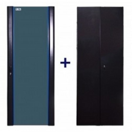 Комплект дверей TWT (TWT-CBB-DR32-6x-S-G1) 32U 600 мм. Черный. Перед. стекло. Задн. распашн. металл Комплект дверей TWT (TWT-CBB-DR32-6x-S-G1) 32U 600 мм. Черный. Перед. стекло. Задн. распашн. металл