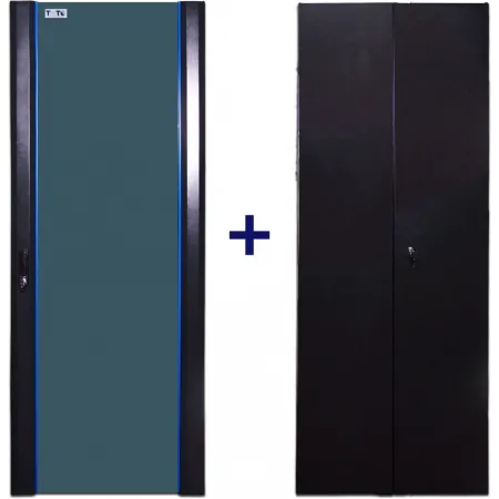 Комплект дверей TWT (TWT-CBB-DR37-6x-S-G1) 37U. 600 мм. Черный. перед - стекло. зад - металл Комплект дверей TWT (TWT-CBB-DR37-6x-S-G1) 37U. 600 мм. Черный. перед - стекло. зад - металл