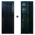 Двери TWT (TWT-CBB-DR22-6x-S-P1) 22U, 600 мм, черный, передняя - перф, задняя - распашная перф Двери TWT (TWT-CBB-DR22-6x-S-P1) 22U, 600 мм, черный, передняя - перф, задняя - распашная перф