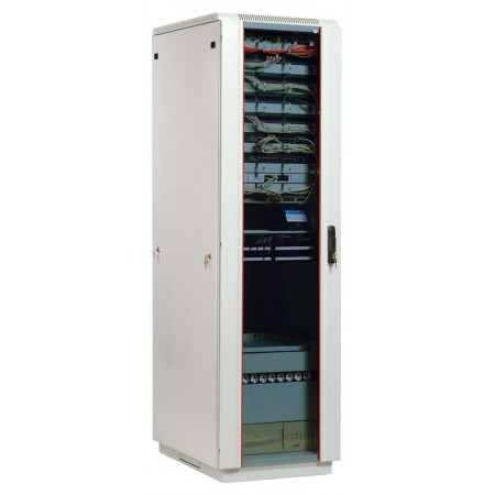 Шкаф коммутационный ЦМО (ШТК-М-42.6.6-1ААА) напольный 42U 600x600мм пер.дв.стекл задн.дв.стал.лист 2 бок.пан. направл.под закл.гайки 550кг серый 455мм 92.3кг 180град. 2030мм