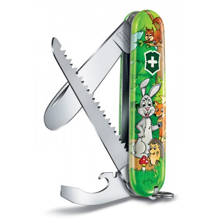 Нож перочинный Victorinox My First Victorinox Rabbit Edition (0.2373.E2) 84мм 9функц. зеленый/рисунок карт.коробка